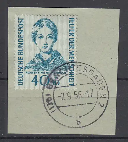 Bund 1955 Wohlfahrt Florence Nightingale 40Pfg Mi.-Nr. 225 auf Briefstück