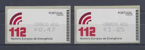 Portugal 2011 ATM Notrufnummer 112  Mi.-Nr. 76.2 Z2 AZUL Satz 2 Werte **
