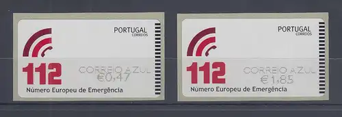 Portugal 2011 ATM Notrufnummer 112  Mi.-Nr. 76.3 Z2 AZUL Satz 2 Werte **