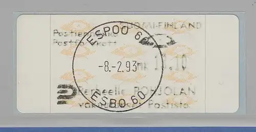 Finnland 1993 Dassault-ATM Mi.-Nr. 12.3 Z5 gestempelt ESPOO 8.2.93.
