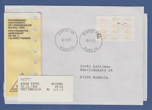 Finnland 1993 Dassault-ATM Mi.-Nr. 12.3 Z5 Mk 13,10 mit AQ auf Nachnahme-Brief