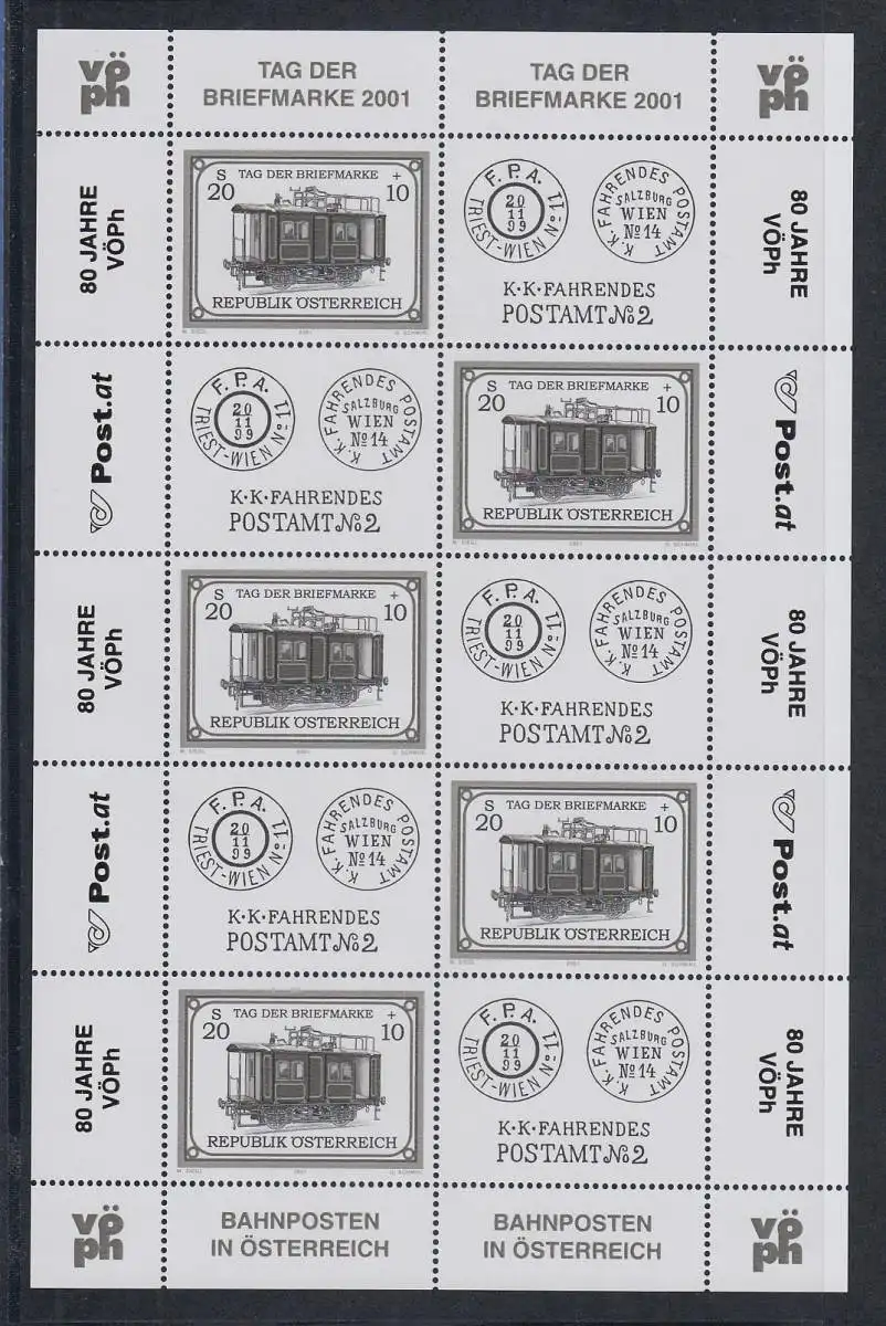 Österreich 2001 Tag der Briefmarke Mi.-Nr. 2345 Schwarzdruck-Kleinbogen **