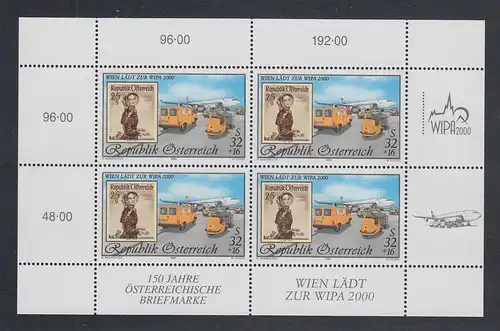 Österreich 1999 WIPA 2000 Mi.-Nr. 2292 I Kleinbogen mit 4 Werten **