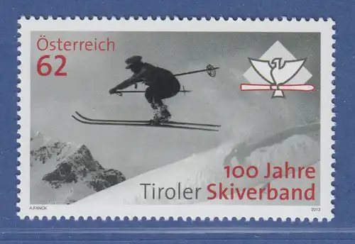 Österreich 2013 Sondermarke Tiroler Skiverband Skifahrer im Sprung  Mi.-Nr. 3103