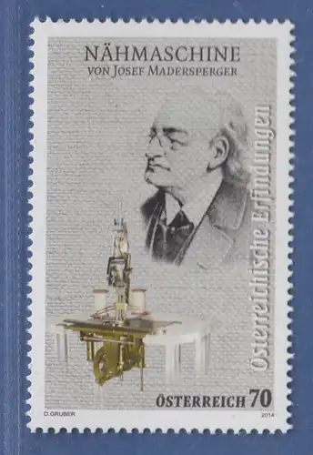 Österreich 2014 Sondermarke Nähmaschinen von Josef Madersperger   Mi.-Nr. 3141