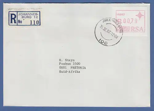 RSA Frama-ATM P.003 aus OA hoher Wert 0,79 auf Inl.-R-Brief ET 25.3.87