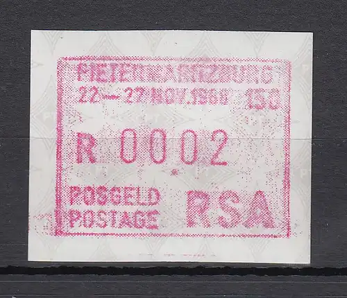 Südafrika FRAMA-Sonder-ATM Pietermaritzburg aus OA,  Mi.-Nr. 7.2 Wert 00,02 **