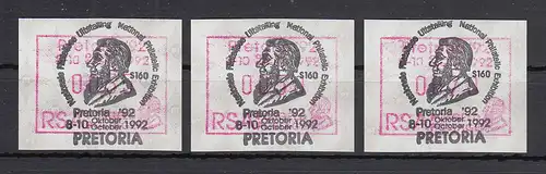 RSA Südafrika FRAMA-Sonder-ATM "Pretoria'92" von VS Satz 35-50-70 mit ET-O 