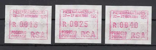 Südafrika 1988 Sonder-ATM Pietermaritzburg aus dem OA, Satz 16-25-40  ** 