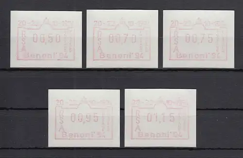 Südafrika FRAMA-Sonder-ATM Benoni'94 GUMMIDRUCKE Satz 50-70-75-95-115 ** 