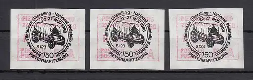 Südafrika 1988 Sonder-ATM Pietermaritzburg (VS) Satz 3 Werte 16-30-40 mit So.-O