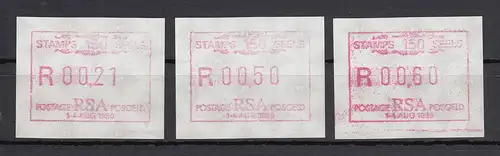 Südafrika FRAMA-Sonder-ATM STAMPS 150 SEELS aus OA, Satz 21-50-60 ** 