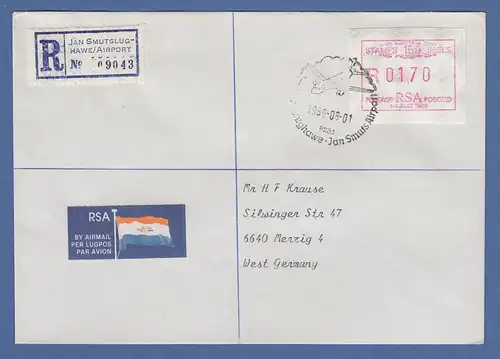 Südafrika FRAMA-Sonder-ATM STAMPS 150 SEELS aus OA, Wert 01,70 auf R-Brief