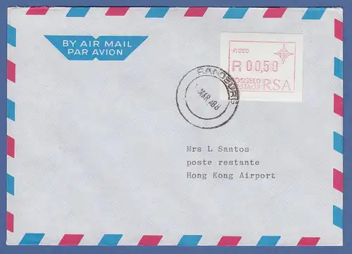 RSA Südafrika FRAMA-ATM aus OA P.020 Randburg Wert 00,50 auf Brief n. Hongkong