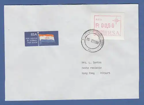 RSA Südafrika FRAMA-ATM aus OA P.021 Rissikstraat Wert 00,50 Brief n. Hongkong