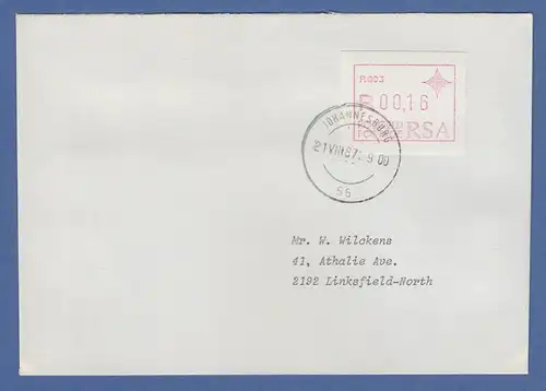 RSA Südafrika FRAMA-ATM aus OA P.003 Johannesburg Wert 00,16 auf Inlands-Brief