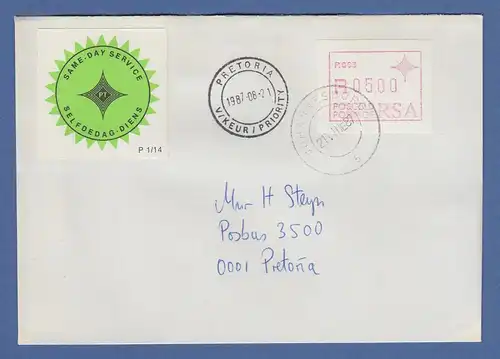 RSA Südafrika FRAMA-ATM aus OA P.003 Johannesburg Wert 5,00 auf Expres-Brief