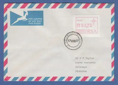 RSA Südafrika FRAMA-ATM aus OA P.005 Malan Airport Wert 0,25 auf Auslands-Brief