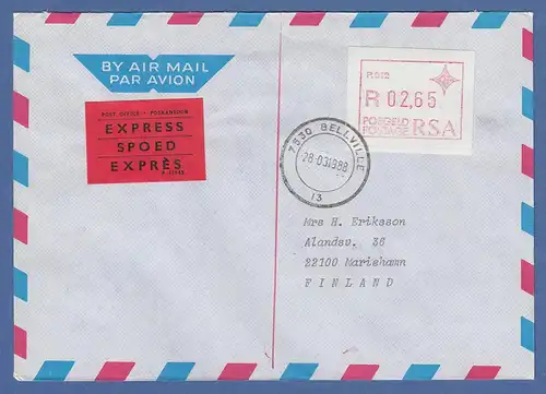 RSA Südafrika FRAMA-ATM aus OA P.012 Bellville Wert 02,65 auf Expressbrief -> SF