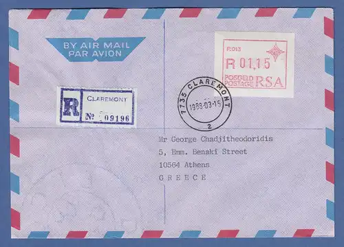 RSA Südafrika FRAMA-ATM aus OA P.013 Claremont TESTPAPIER Wert 01,15 auf FDC 