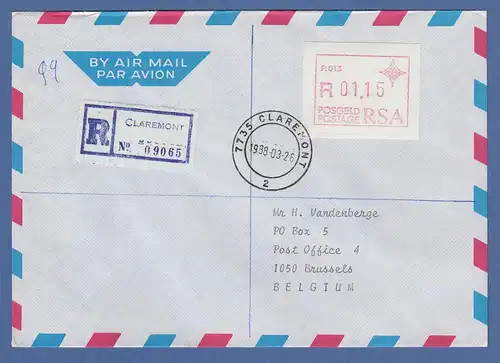 RSA Südafrika FRAMA-ATM aus OA P.013 Claremont Wert 01,15 auf Brief -> Schweiz
