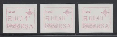 RSA Südafrika FRAMA-ATM  Aut.-Nr. P.002 Satz 14-30-40 ** (VS)