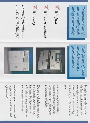 USA Info-Folder für Postkunden zur Einführung der PMC-Gard ATM, 1992  