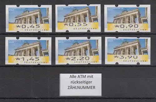 Deutschland ATM Mi-Nr. 6 Berlin Satz 6 Werte 45-390 ** mit Zählnummer