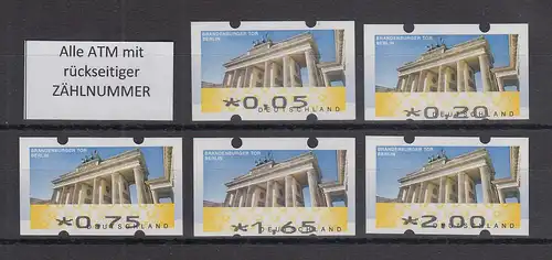 Deutschland ATM Mi-Nr. 6 Berlin Satz 5 Werte 5-200 ** mit Zählnummer
