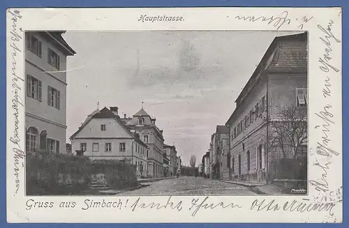 AK Bayern Gruss aus Simbach Hauptstrasse gelaufen 1900 nach München
