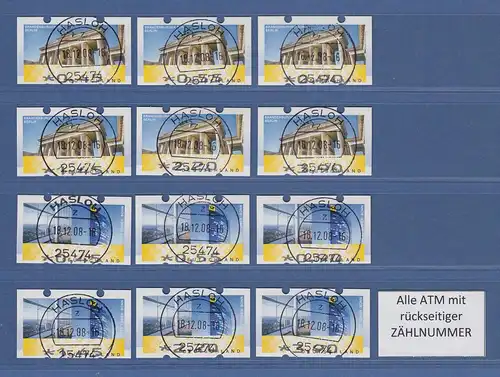 Deutschland ATM Mi-Nr. 6-7 Berlin-Bonn je Satz 6 Werte 45-390 ZN, mit O HASLOH 