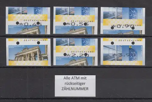 Deutschland ATM Mi-Nr. 6 bzw. 7 Tastensatz 6 W. 45-390 als Total-Verschnitte ZN