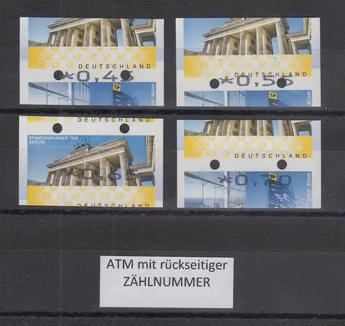 Deutschland ATM Mi-Nr. 6 bzw. 7  Portosatz 45-55-65-70 total verschnitten mit ZN