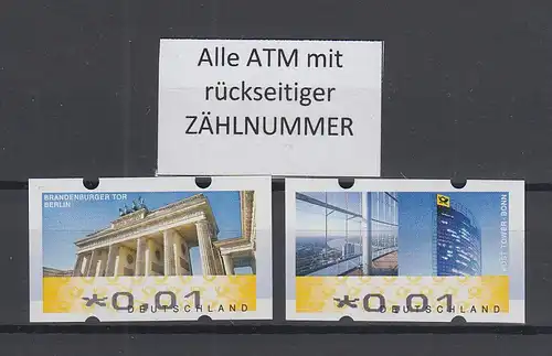 ATM Deutschland Mi.-Nr. 6-7 Berlin/Bonn je eine ATM 0,01 ** mit Zählnummer