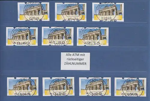 ATM Deutschland Mi.-Nr. 6 Brandenburger Tor Lot 10 Werte gestempelt, alle mit Nr