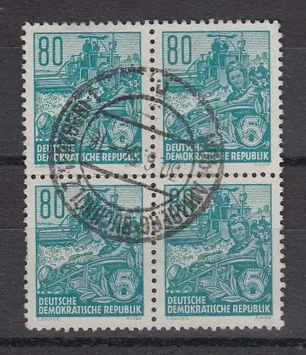 DDR Fünfjahresplan 80Pfg. Mi.-Nr. 421x XII Viererblock bedarfs-gestempelt