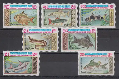 Kambodscha / Cambodge 1983 Mi.-Nr. 523-29 Fische kpl. Satz 7 Werte ** 