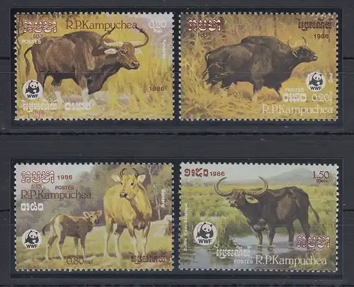 Kambodscha / Cambodge 1986 Mi.-Nr. 823-26 WWF Büffel kpl. Satz 4 Werte ** 