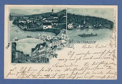 AK Bayern Gruß aus Wolfratshausen  gelaufen um  1900 nach München 