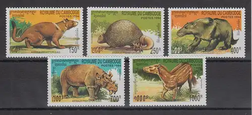Kambodscha / Cambodge 1994 Mi.-Nr. 1435-39 Prähistorische Tiere Satz 5 Werte ** 