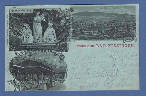 AK Bayern Gruss aus Bad Kissingen gelaufen 1900 nach München