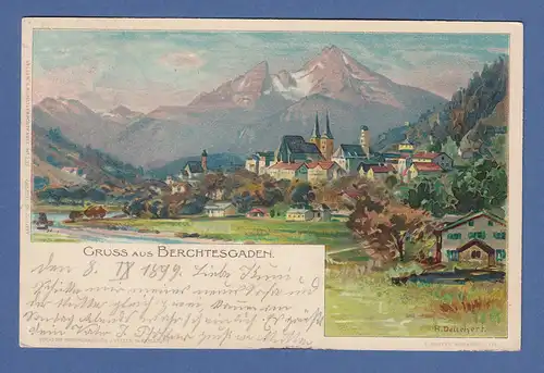 AK Bayern Grüsse aus Berchtesgaden gelaufen 1898 nach München