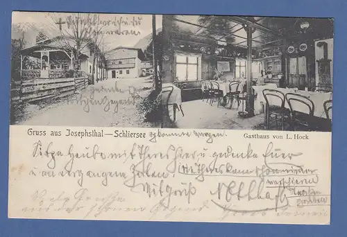 AK Bayern Gruss aus Josephsthal - Schliersee gelaufen 1906 nach Pasing b.München