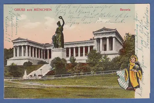 AK Bayern Gruss aus München Bavaria gelaufen 1905 in München Neu-Pasing