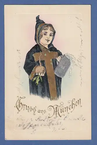 AK Bayern München Münchner Kindl geprägt gelaufen 1901 nach Heuchelheim
