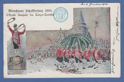 AK Bayern Münchner Schäfflertanz  gelaufen 1900  in München  