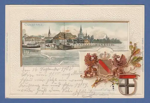 AK Konstanz am Bodensee Stadtansicht gelaufen 1900 nach München