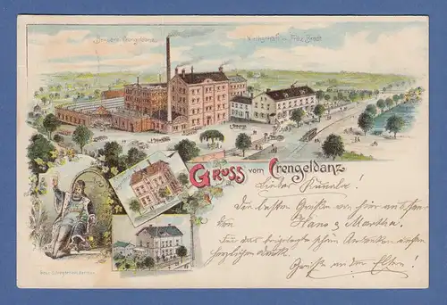 AK Gruß aus Crengeldanz Brauerei, Wirtschaft von F. Brodt  gel. 1898 n. Bamberg