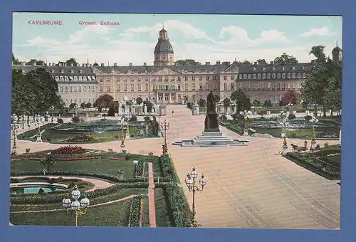 AK Karlsruhe Schloss gelaufen 1910 nach Pasing 