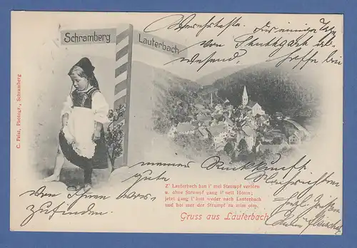 AK Gruß aus Lauterbach Stadtansicht gelaufen 1901 nach München
